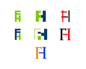 Set Of Initial Letter FH Logo Template Design