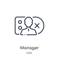 manager icon from strategy outline collection. Thin line manager icon isolated on white background.