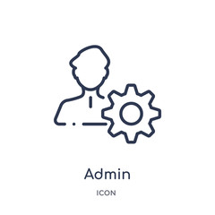 admin icon from strategy outline collection. Thin line admin icon isolated on white background.