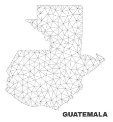 Abstract Guatemala map isolated on a white background. Triangular mesh model in black color of Guatemala map. Polygonal geographic scheme designed for political illustrations.
