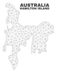 Abstract Hamilton Island map isolated on a white background. Triangular mesh model in black color of Hamilton Island map. Polygonal geographic scheme designed for political illustrations.