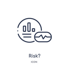 Fototapeta na wymiar risk? icon from strategy outline collection. Thin line risk? icon isolated on white background.