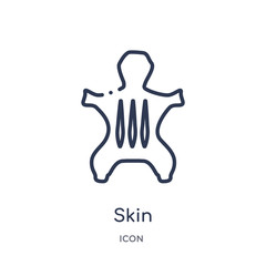 skin icon from stone age outline collection. Thin line skin icon isolated on white background.