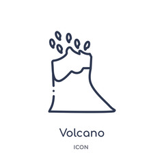 volcano icon from stone age outline collection. Thin line volcano icon isolated on white background.