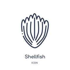 shellfish icon from stone age outline collection. Thin line shellfish icon isolated on white background.