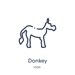 donkey icon from united states outline collection. Thin line donkey icon isolated on white background.