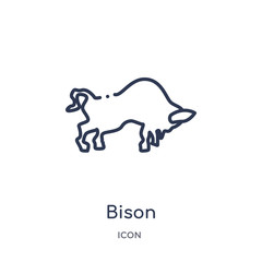 bison icon from united states outline collection. Thin line bison icon isolated on white background.