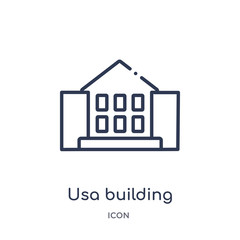 usa building icon from united states outline collection. Thin line usa building icon isolated on white background.
