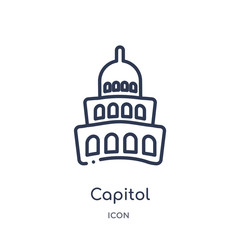 capitol icon from united states outline collection. Thin line capitol icon isolated on white background.