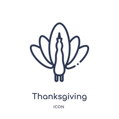 thanksgiving peacock icon from united states of america outline collection. Thin line thanksgiving peacock icon isolated on white background.