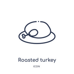 roasted turkey icon from united states of america outline collection. Thin line roasted turkey icon isolated on white background.