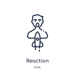 reaction icon from startup outline collection. Thin line reaction icon isolated on white background.