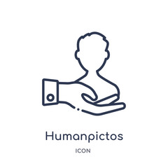 humanpictos icon from startup outline collection. Thin line humanpictos icon isolated on white background.