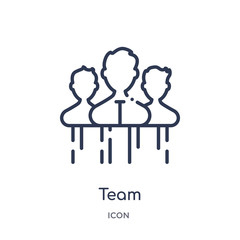 team icon from startup outline collection. Thin line team icon isolated on white background.
