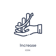 increase icon from startup strategy and success outline collection. Thin line increase icon isolated on white background.