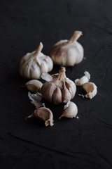 Garlic on a black background