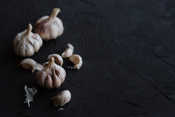 Garlic on a black background