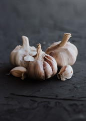 Garlic on a black background