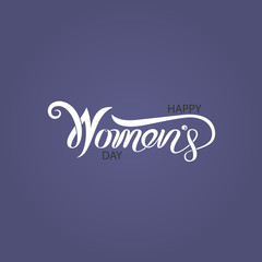 Pink Happy Women's Day Typographical Design Elements. International women's day icon.Women's day symbol. Minimalistic design for international women's day concept.Vector illustration