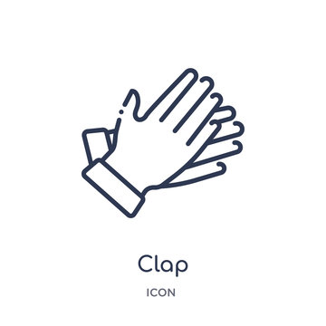 clap icon from startup stategy and success outline collection. Thin line clap icon isolated on white background.