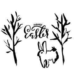 Happy Easter. Handdrawn modern brush lettering. Vector illustration.