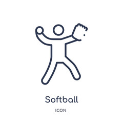 softball icon from sport outline collection. Thin line softball icon isolated on white background.