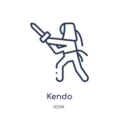 kendo icon from sport outline collection. Thin line kendo icon isolated on white background.