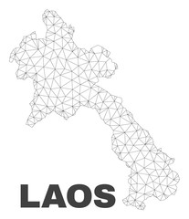 Abstract Laos map isolated on a white background. Triangular mesh model in black color of Laos map. Polygonal geographic scheme designed for political illustrations.