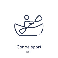 canoe sport icon from sport outline collection. Thin line canoe sport icon isolated on white background.