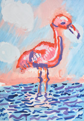 illustration Flamingo in background