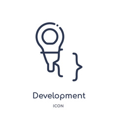 development icon from social media marketing outline collection. Thin line development icon isolated on white background.