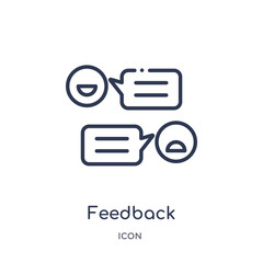 feedback icon from social media marketing outline collection. Thin line feedback icon isolated on white background.