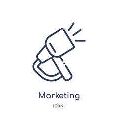 marketing icon from social media marketing outline collection. Thin line marketing icon isolated on white background.