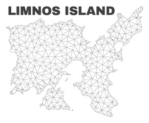 Abstract Limnos Island map isolated on a white background. Triangular mesh model in black color of Limnos Island map. Polygonal geographic scheme designed for political illustrations.