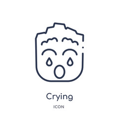 crying icon from smiles outline collection. Thin line crying icon isolated on white background.