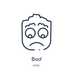 bad icon from smiles outline collection. Thin line bad icon isolated on white background.