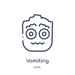 vomiting icon from smiles outline collection. Thin line vomiting icon isolated on white background.