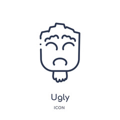 ugly icon from smiles outline collection. Thin line ugly icon isolated on white background.