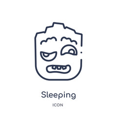 sleeping icon from smiles outline collection. Thin line sleeping icon isolated on white background.