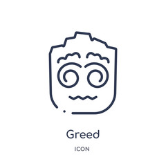 greed icon from smiles outline collection. Thin line greed icon isolated on white background.