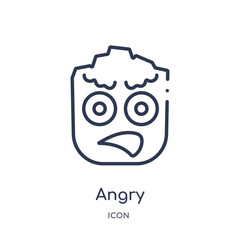 angry icon from smiles outline collection. Thin line angry icon isolated on white background.