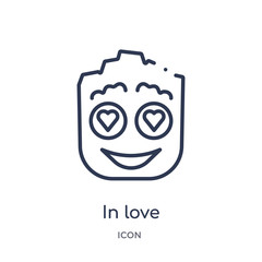in love icon from smiles outline collection. Thin line in love icon isolated on white background.