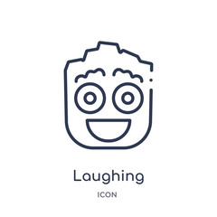 laughing icon from smiles outline collection. Thin line laughing icon isolated on white background.