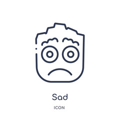sad icon from smiles outline collection. Thin line sad icon isolated on white background.