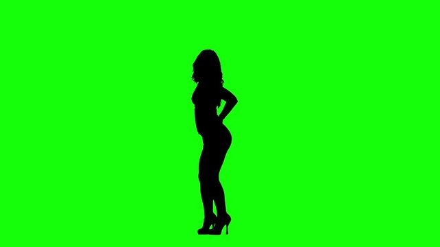 Female Disco Dancer Green Screen Silhouette