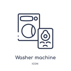 washer machine icon from smart home outline collection. Thin line washer machine icon isolated on white background.