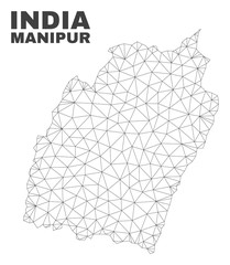 Fototapeta premium Abstract Manipur State map isolated on a white background. Triangular mesh model in black color of Manipur State map. Polygonal geographic scheme designed for political illustrations.