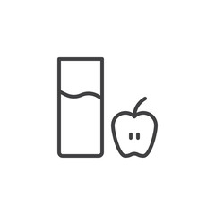 Apple Juice line icon. linear style sign for mobile concept and web design. Fresh apple with juice glass outline vector icon. Symbol, logo illustration. Pixel perfect vector graphics