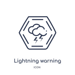 lightning warning icon from signs outline collection. Thin line lightning warning icon isolated on white background.