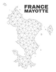 Abstract Mayotte Islands map isolated on a white background. Triangular mesh model in black color of Mayotte Islands map. Polygonal geographic scheme designed for political illustrations.